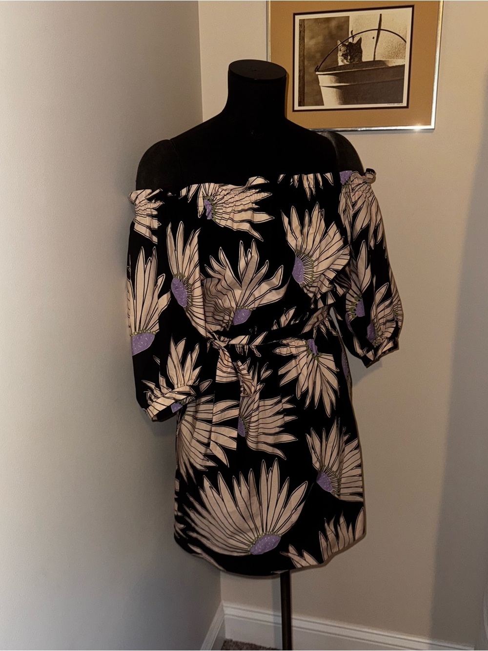 Kate Spade Falling Flower Dress NWT Black Purple Floral Mini Dress